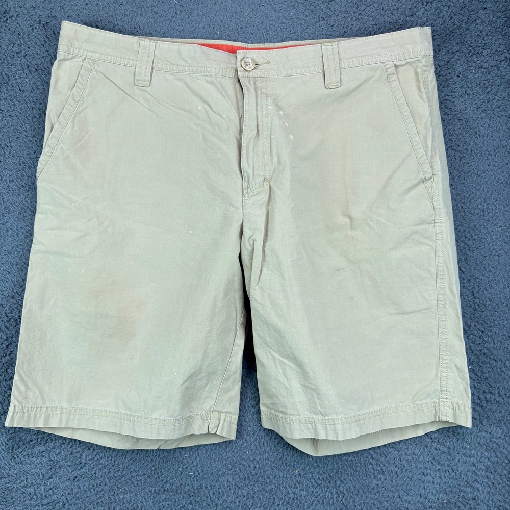 Columbia Mens Khaki Tan Cotton Blend Utility Hiking Shorts Size 36W 10L